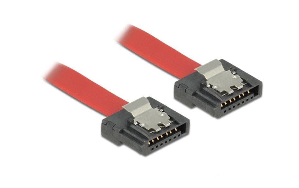 Delock Câble SATA3 rouge, clip, flexible, 10 cm
