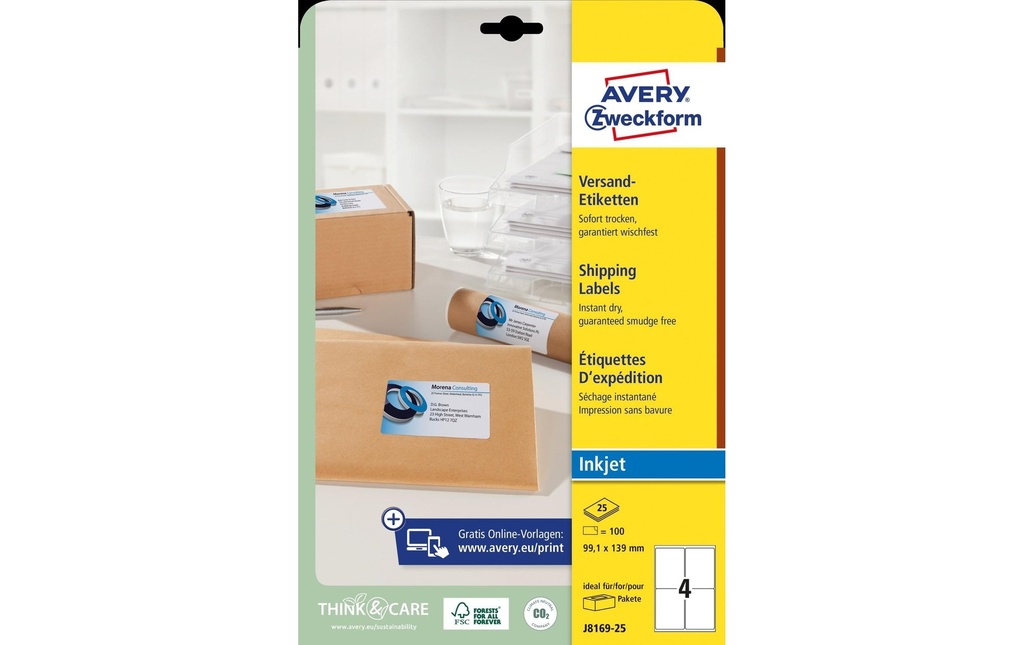 Avery Zweckform Étiquettes d’expédition J8169 99.1 x 139 mm