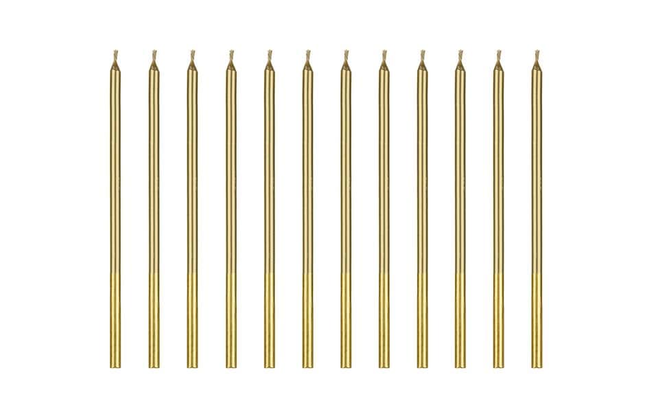 Partydeco Bougie Or, 14 cm, 12 pièces