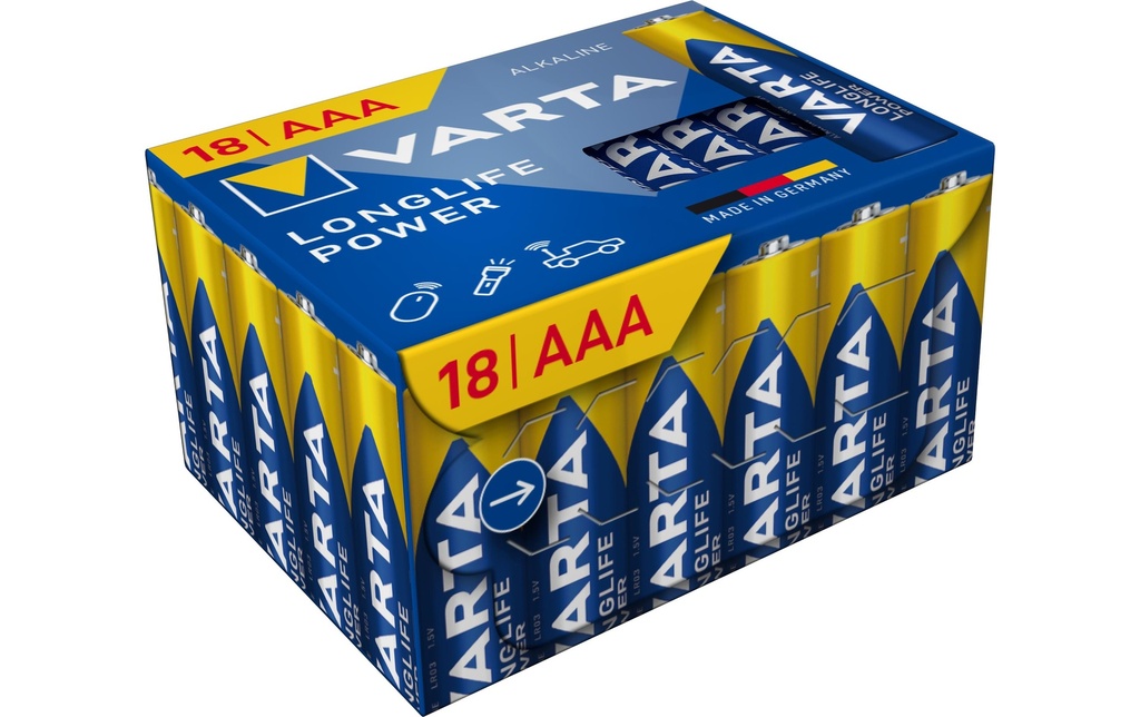 Varta Pile Longlife Power AAA CUBE18 , 18 Pièce/s
