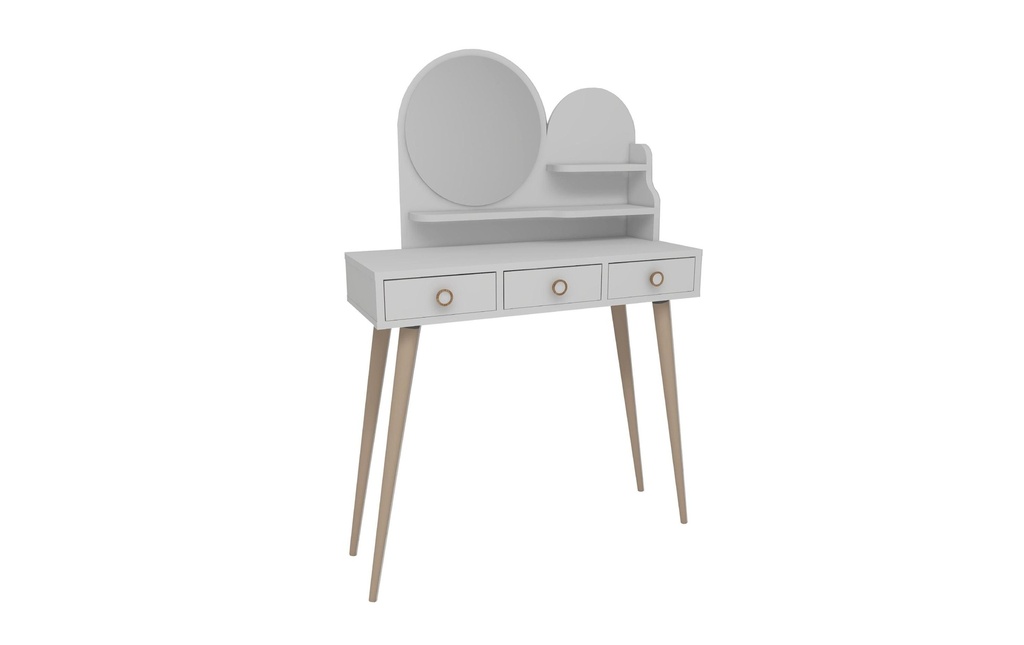 Woody Fashion Coiffeuse Ruges avec miroir, 130.8 x 74 cm, blanc