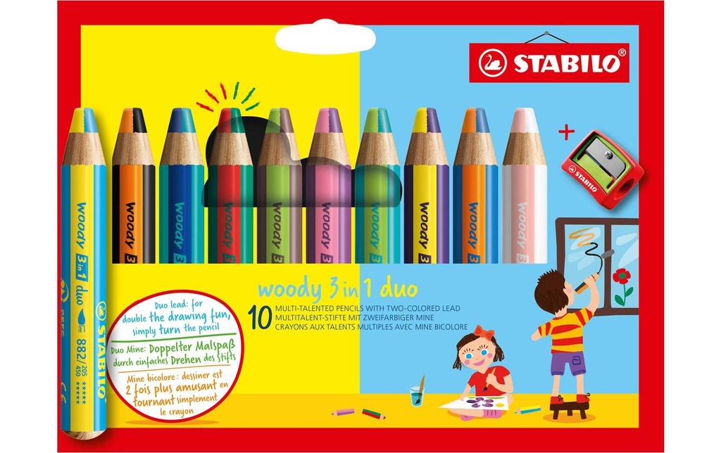 STABILO Crayons coul.WOODY 3en1 (10 pces)
