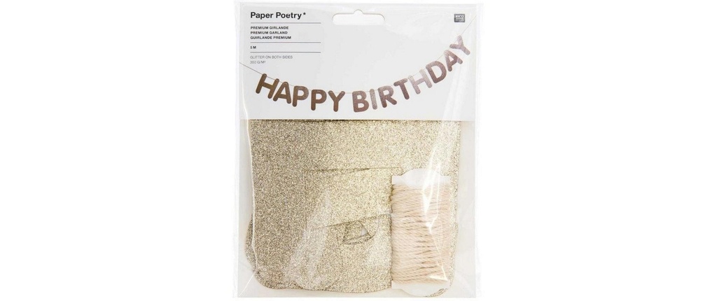 Rico Design Guirlande Joyeux anniversaire, Glitter Or