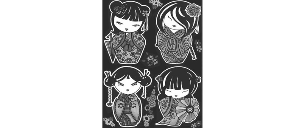 Tataruga Kits de peinture Image de velours A4, Kokeshi