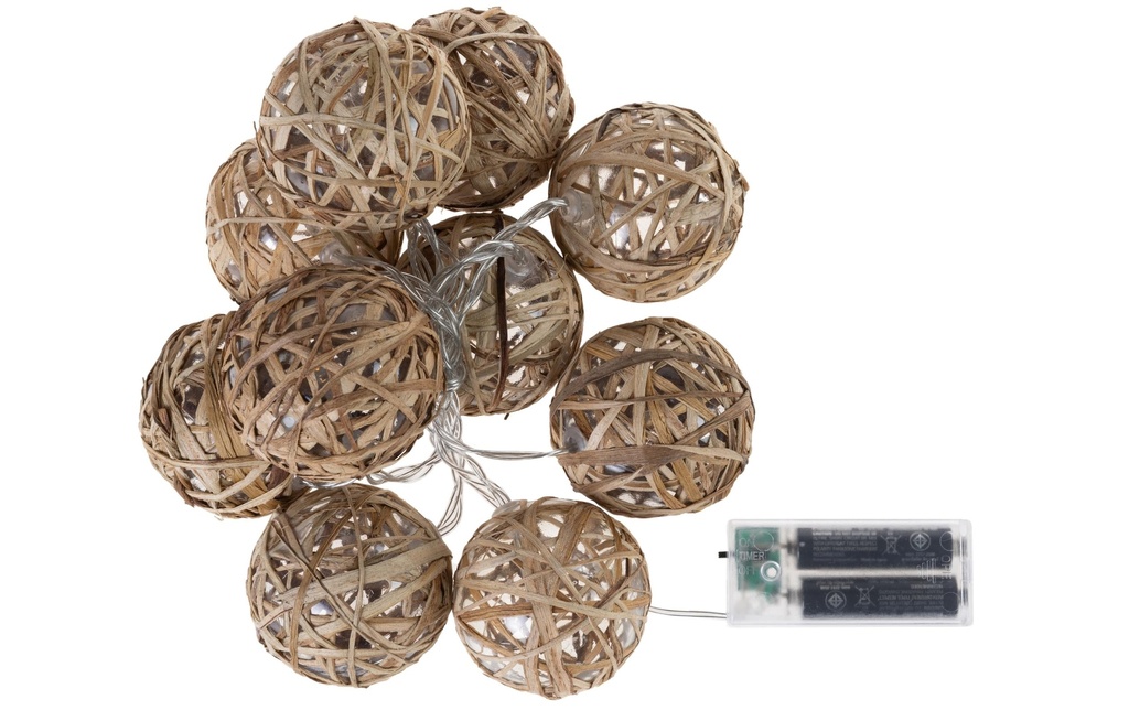 COCON Guirlande lumineuse rotin-paille, 175 cm
