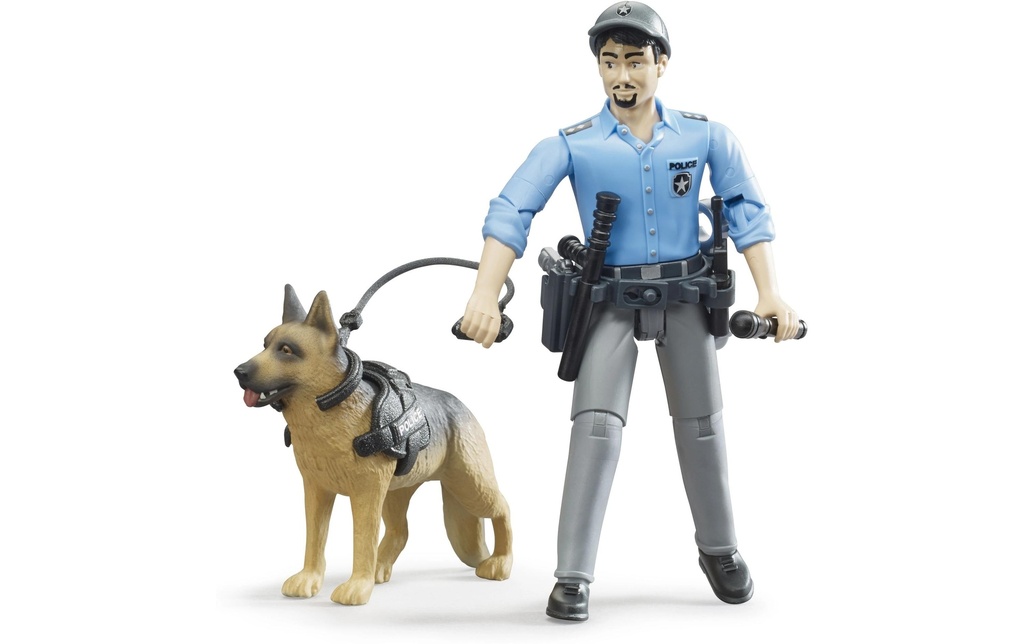 Bruder Spielwaren Figurine de jeu Policier avec chien