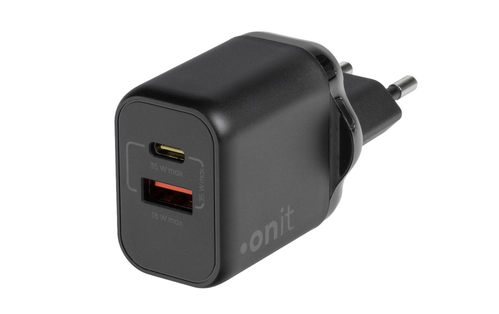 onit Chargeur mural USB Dual 1C1A 35 W GaN Noir