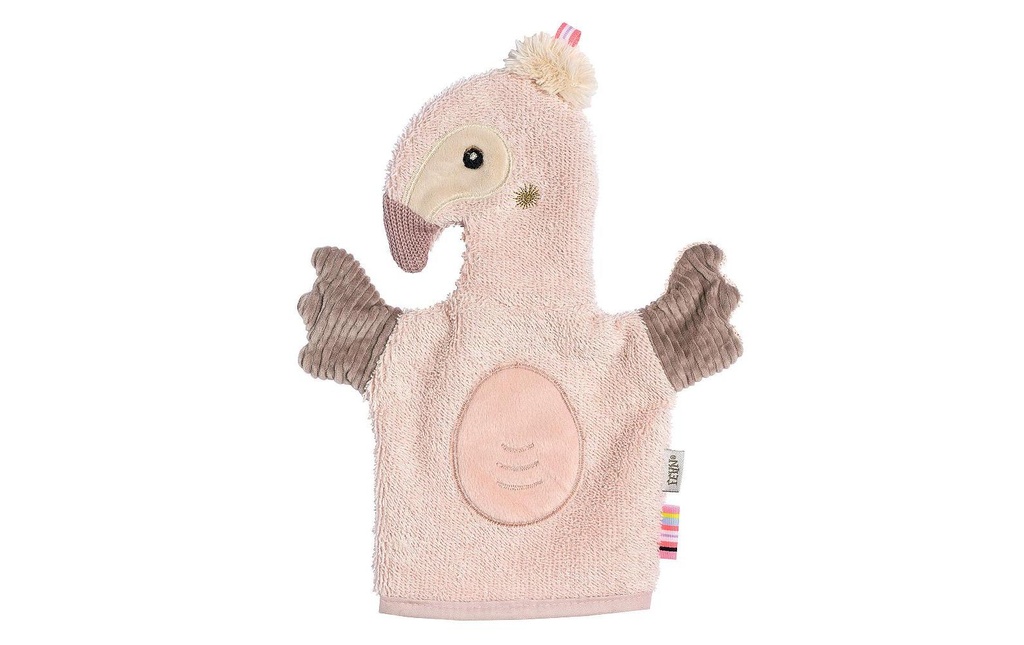 fehn Gants de toilette pour bébé Flamant rose