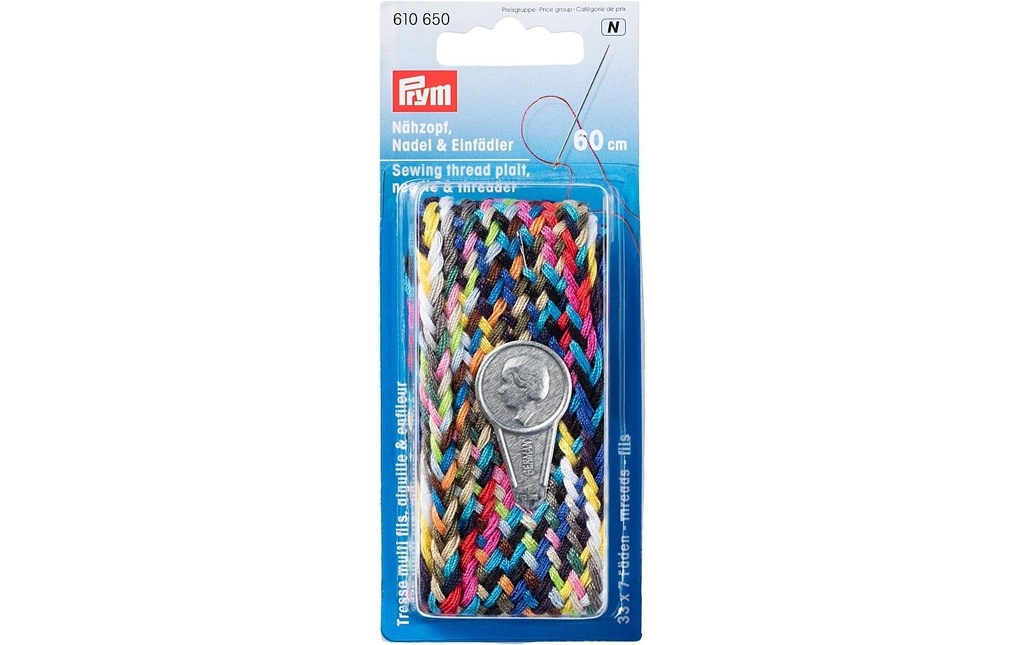 Prym Enfileur + aiguille 60 cm, Tresse à coudre
