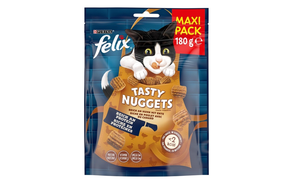 Felix Collation pour chat Tasty Nuggets poulet et canard, 180 g
