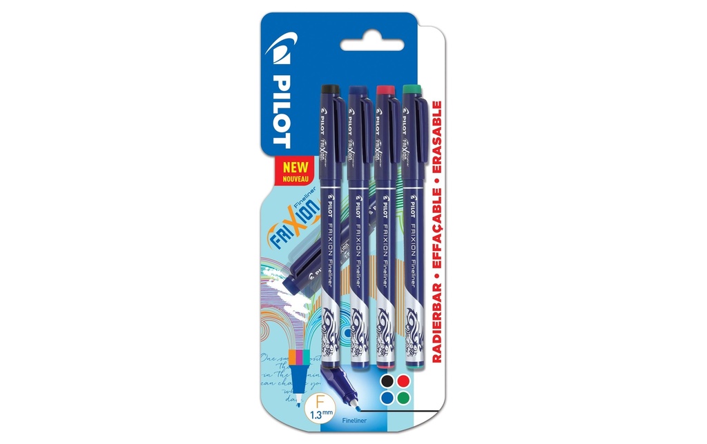 Pilot Fineliner FriXion 0.45 mm, multicolore, 4 pièces