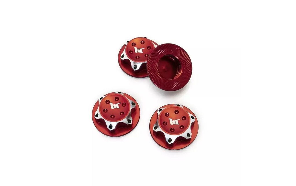 Hobbytech Écrous de roues aluminium 17 mm Rouge, 4 pièces, 1:8