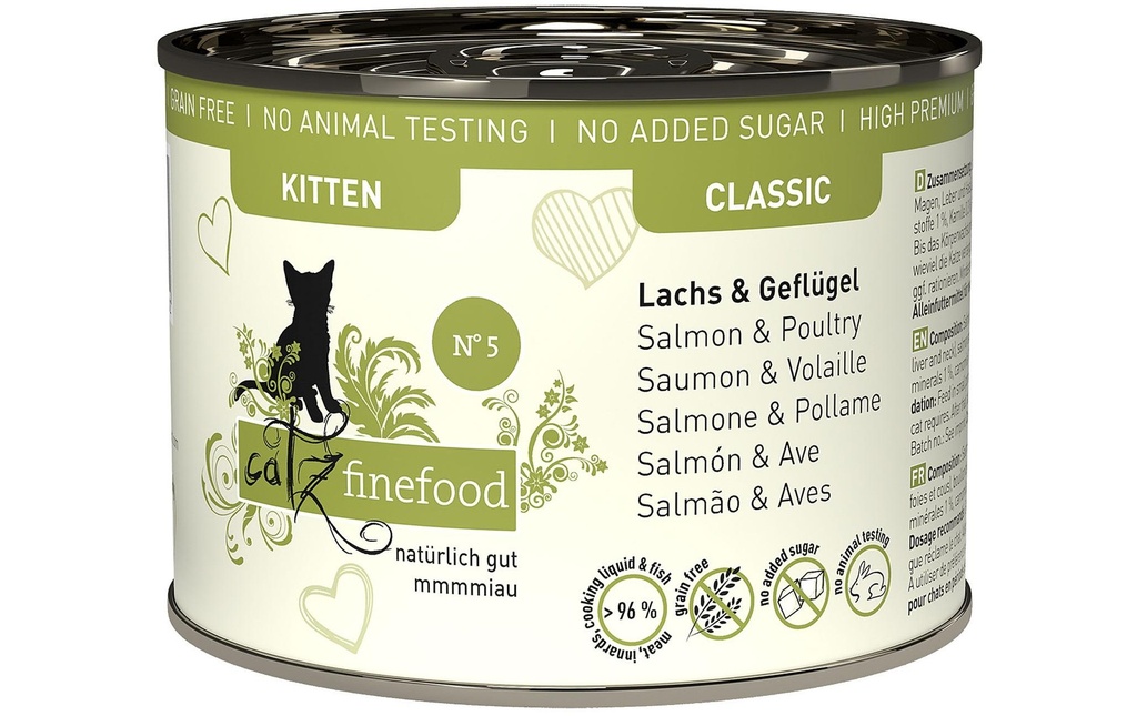 catz finefood Alimentation humide Kitten No.05 saumon & volaille, 200 g