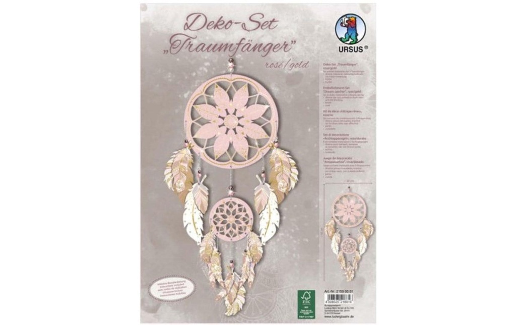 URSUS Kits de bricolage Dreamcatcher, rose/or, 2 pièces