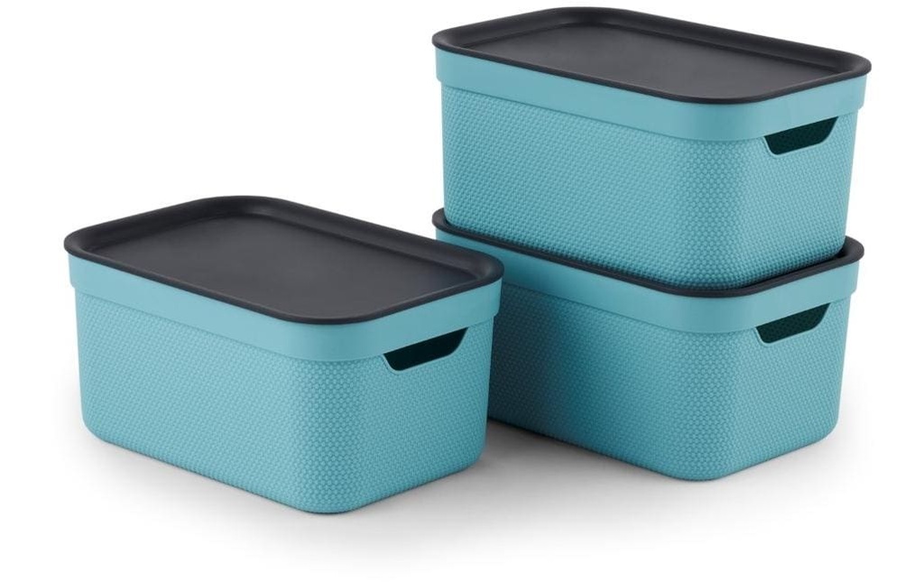 Rotho Boîte de rangement A5 Jive 3 pièces, Bleu clair