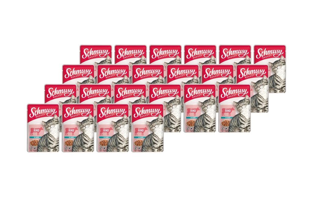 Schmusy Alimentation humide Sauce ragoût de bœuf, 22 x 100 g