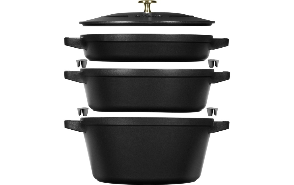 Staub Rôtisseur Cocotte 4 pièces, 24 cm, Noir, 9 l