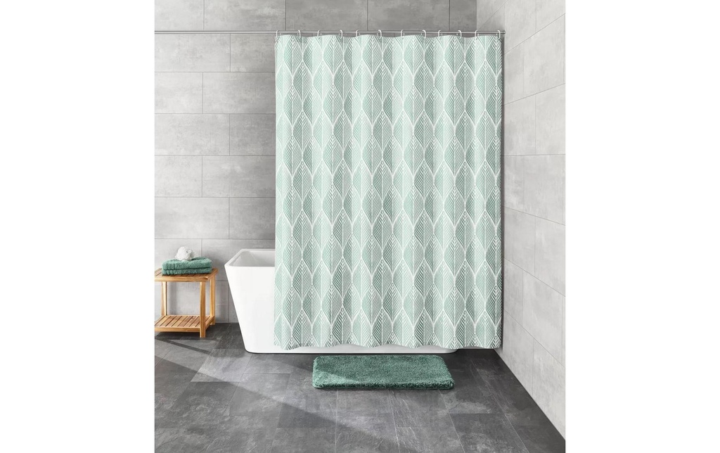 Kleine Wolke Rideau de douche Leaf 180 x 200 cm, Vert/Blanc