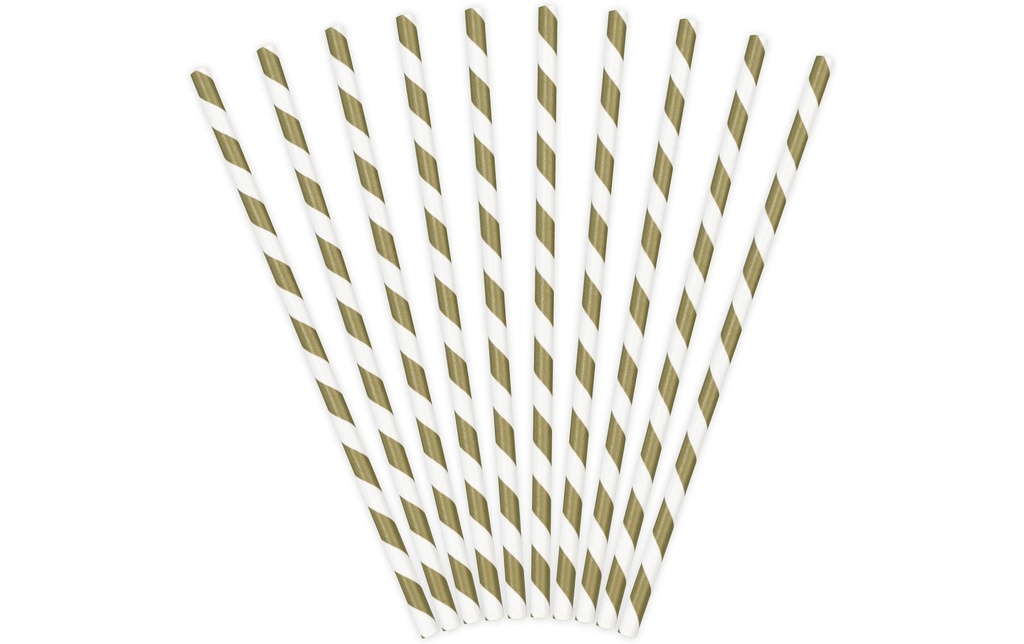 Partydeco Paille 19,5 cm, 10 Pièce/s, Doré/Blanc