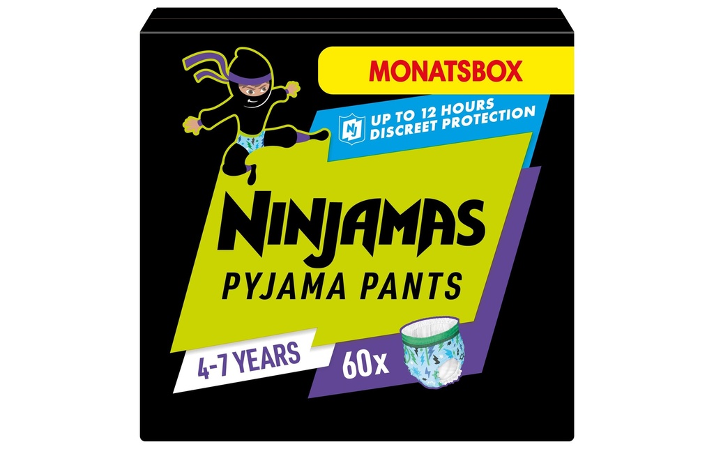 Pampers Couches de nuit Les garçons de Ninjama 4-7 ans, 60 pièces