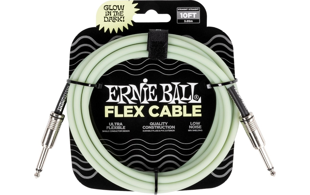 Ernie Ball Câbles d’instruments Flex 6436 3.04 m, Glow in the Dark
