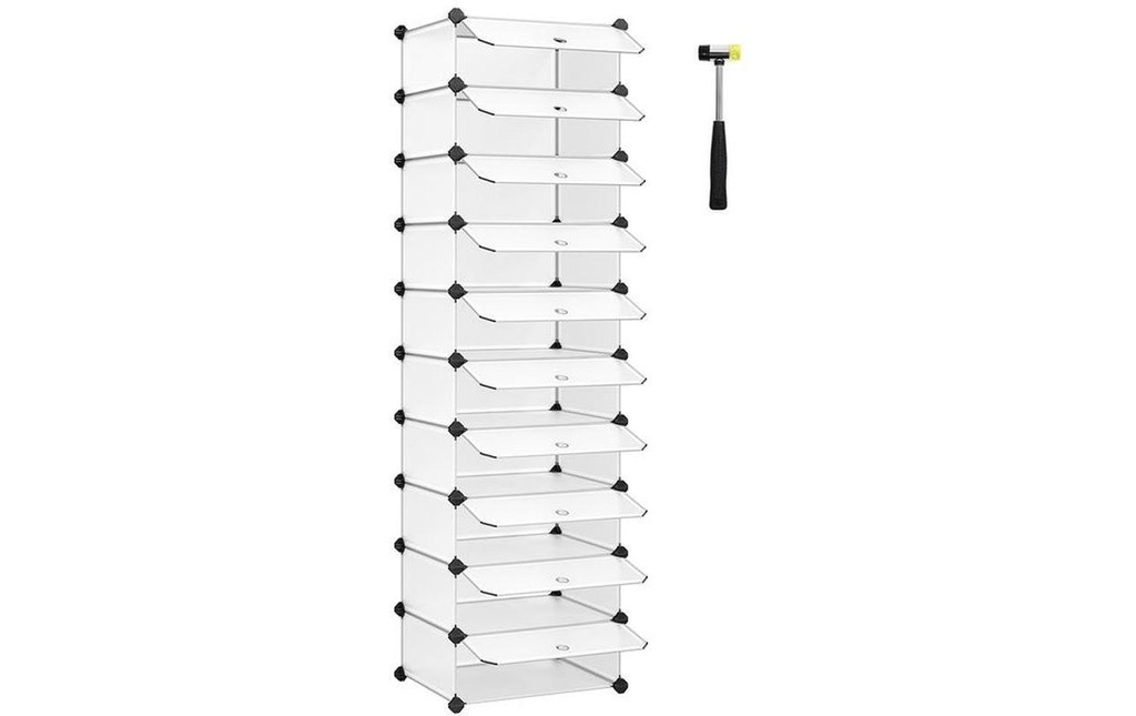 Songmics Armoire à chaussures 43 cm x 173 cm, Noir/Blanc