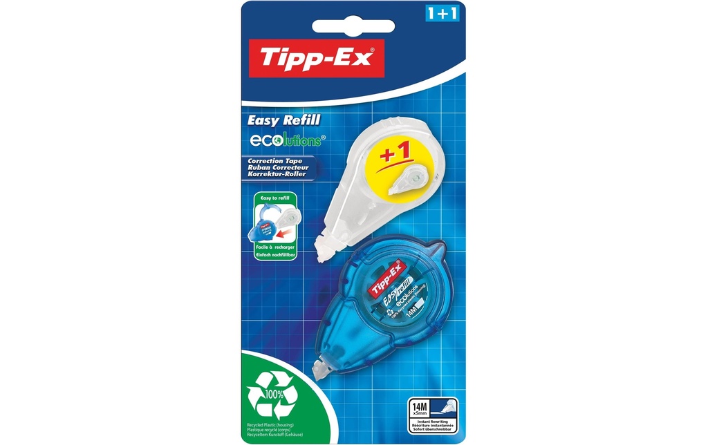 Tipp-Ex Roller de correction Easy Refill Ecolutions 5 mm, 1+1