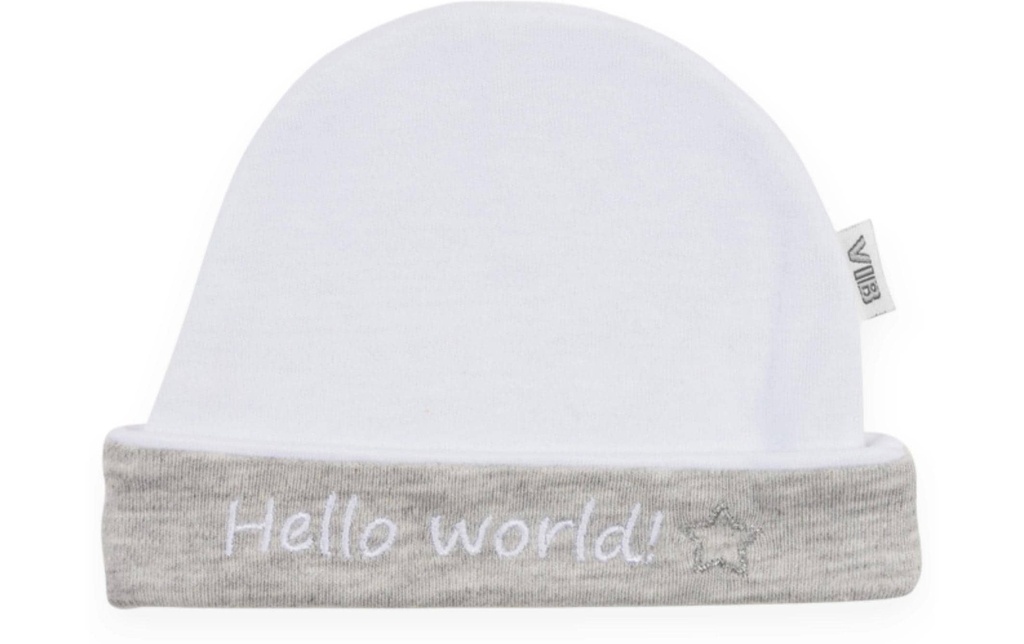 Very Important Baby Bonnet Hello world blanc/gris