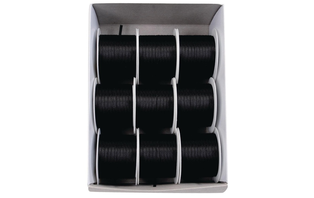 GOLDINA Ruban de satin Ruban double satin 3 mm x 10 m, Noir
