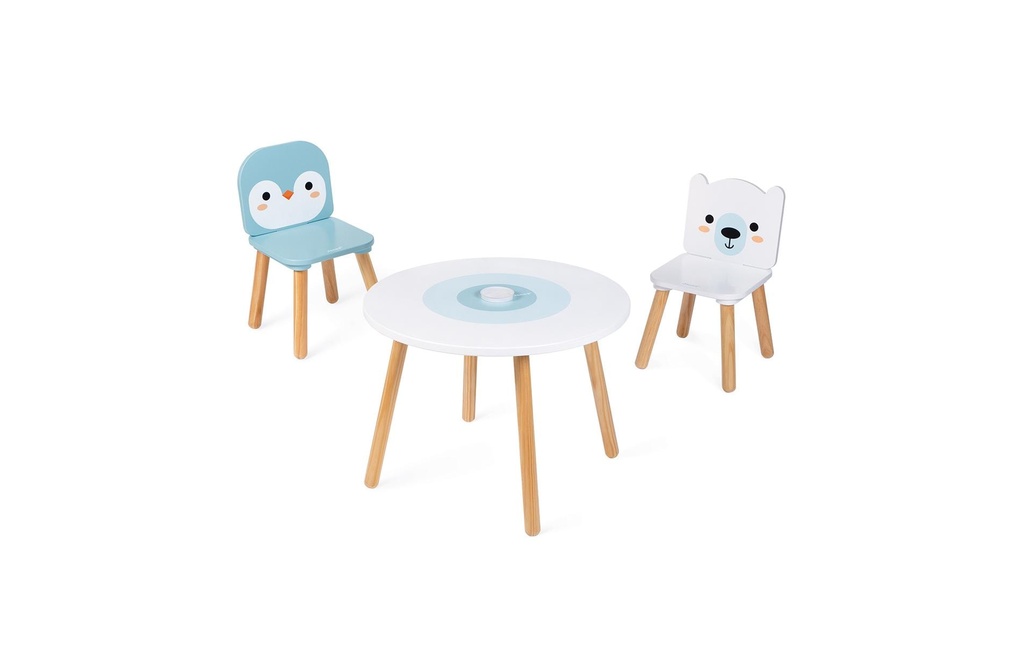 Janod Ensemble de table et de chaises pour enfants Arctique 3 pièces