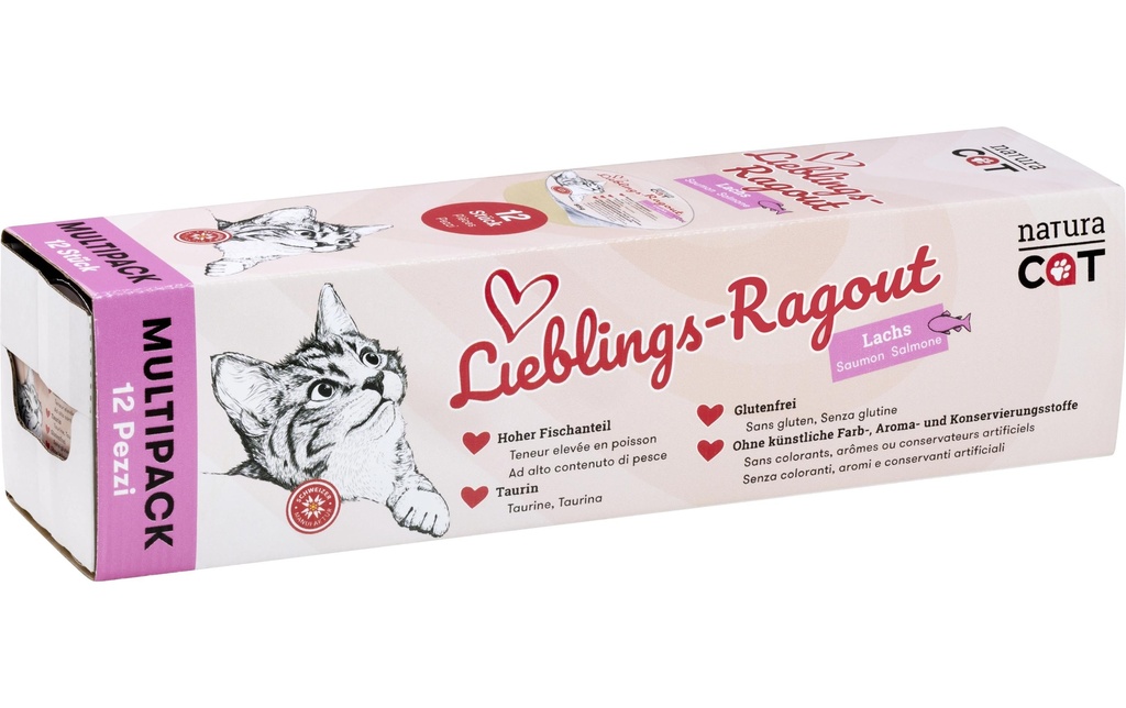 naturaCat Alimentation humide Ragoût de saumon préféré, 12 x 85 g