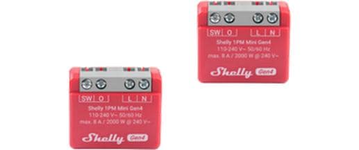 Shelly Actionneur de commutation Wi-Fi 1PM Mini Gen4 x 2 Rouge