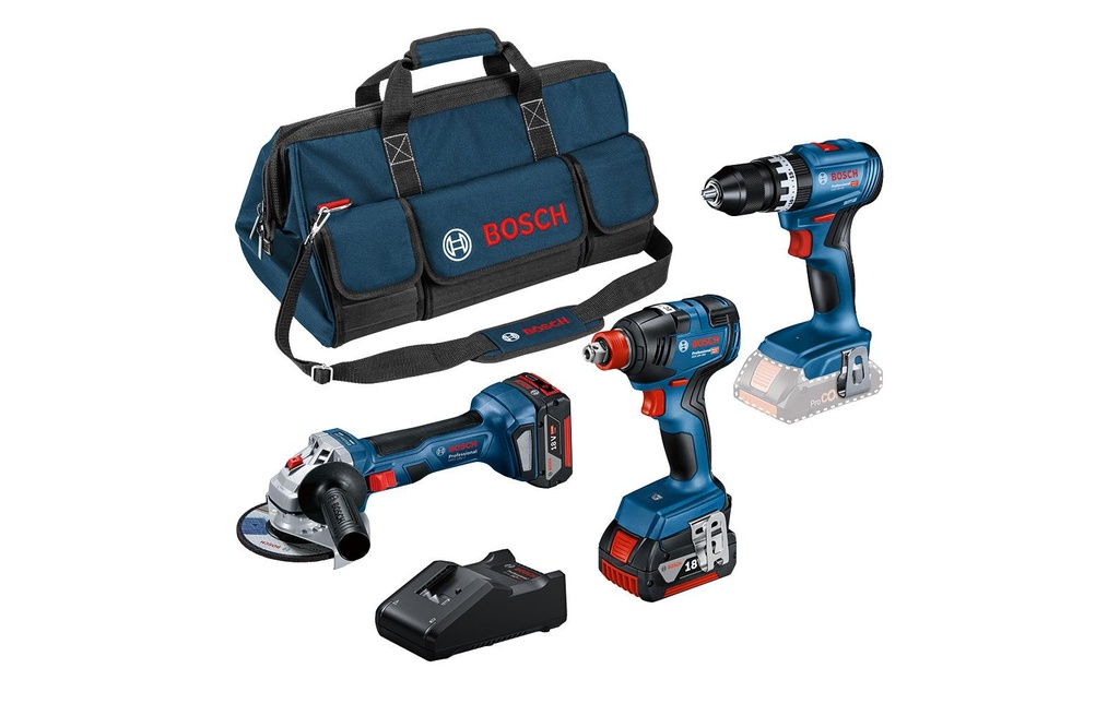 Bosch Professional Perceuses à percussion sans fil Kit 18 V-GSB+GDX+GWS+2 x 5A