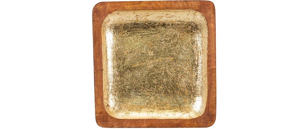 Kadastar Plateau de service Shine 18 x 18 cm, Brun/Doré