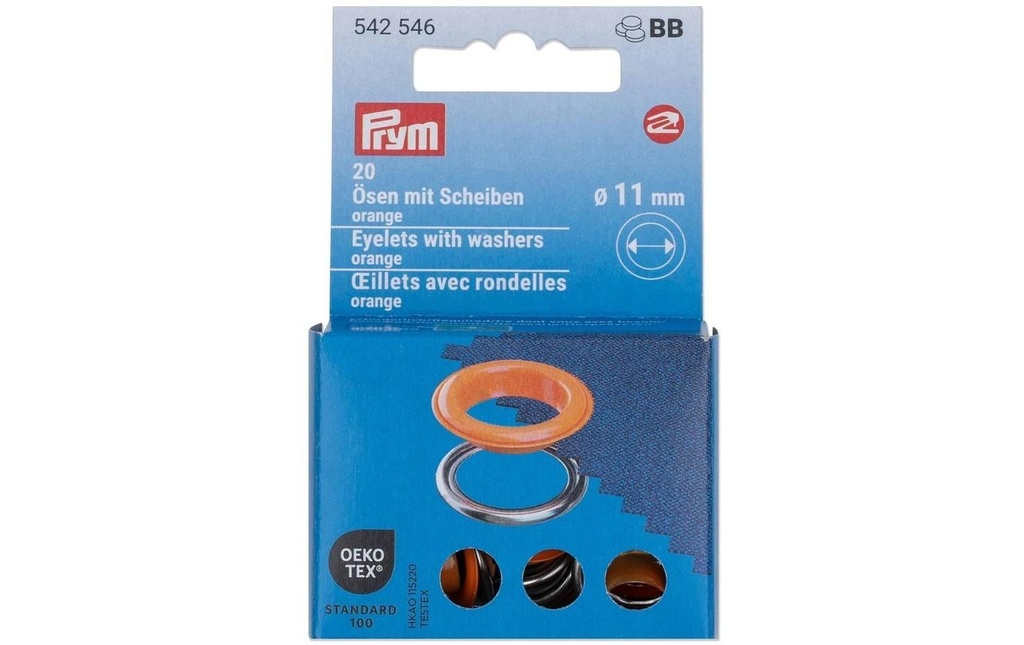 Prym Œillets avec disques 20 pièces, orange-argent