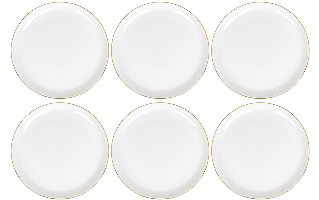FURBER Assiette non décorative Ø 26.5 cm, 6 pièces, blanc/or