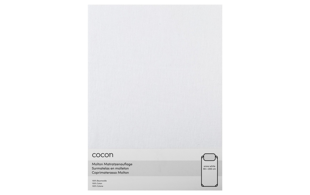 COCON Drap-housse molletonné 90 x 200 cm, Blanc