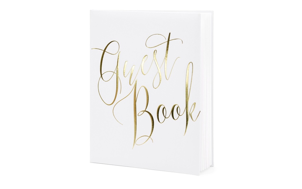 Partydeco Livre d’or Guest Book 20 x 24.5 cm, blanc/or