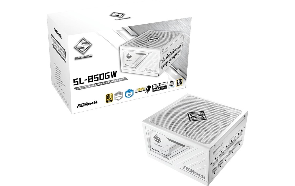 ASRock Bloc d’alimentation Steel Legend SL-850GW 850 W, blanc