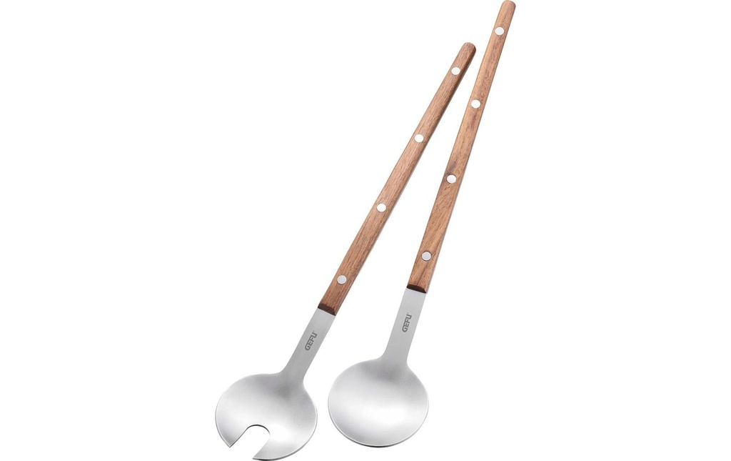 GEFU Couverts à salade Fligo En 2 parties, Argenté/Brun