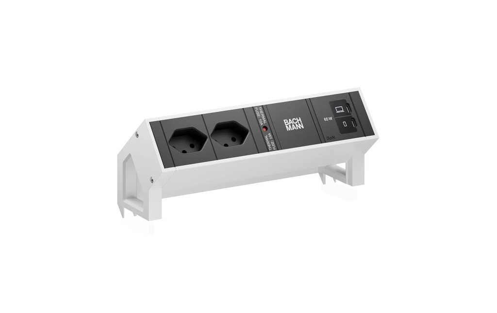 Bachmann Bloc multiprises de table DESK2 2xT13 1xUSB C/C 65W 0.2m RAL9010