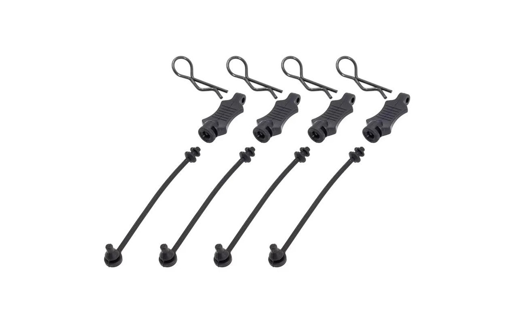 Hobbytech Clips de carrosserie avec support en caoutchouc 4 pièces
