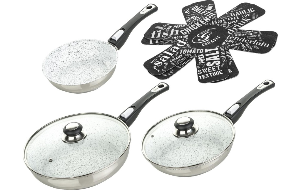 Genius Set de poêle Genius Cerafit Mont Blanc 20 cm/24 cm/28 cm