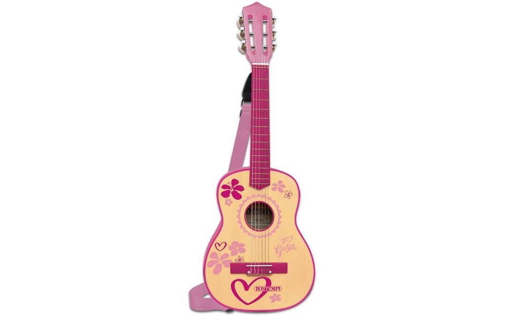 Bontempi Instrument de musique Guitare classique en boix avec 6 cordes pink, 75 cm