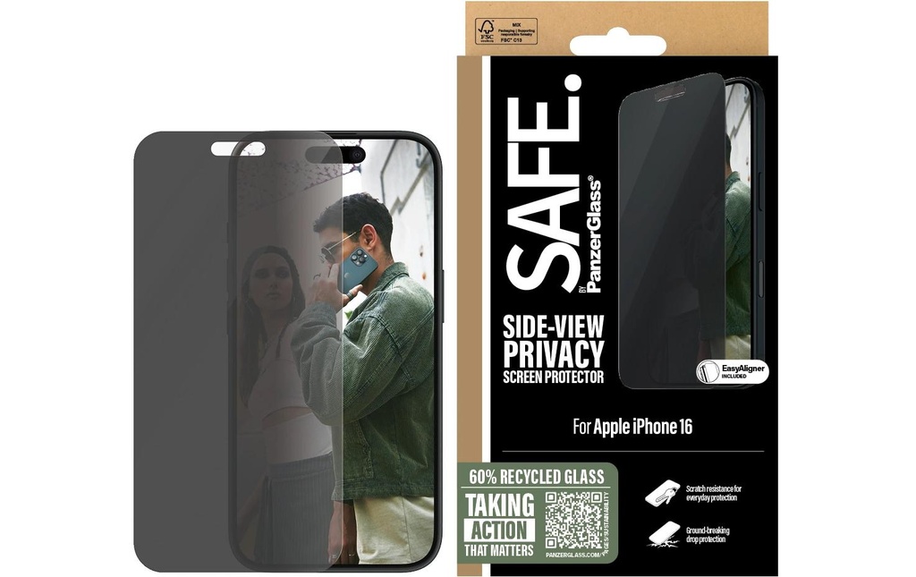 SAFE. Protection d’écran Ultra Wide Fit Privacy iPhone 15/iPhone 16