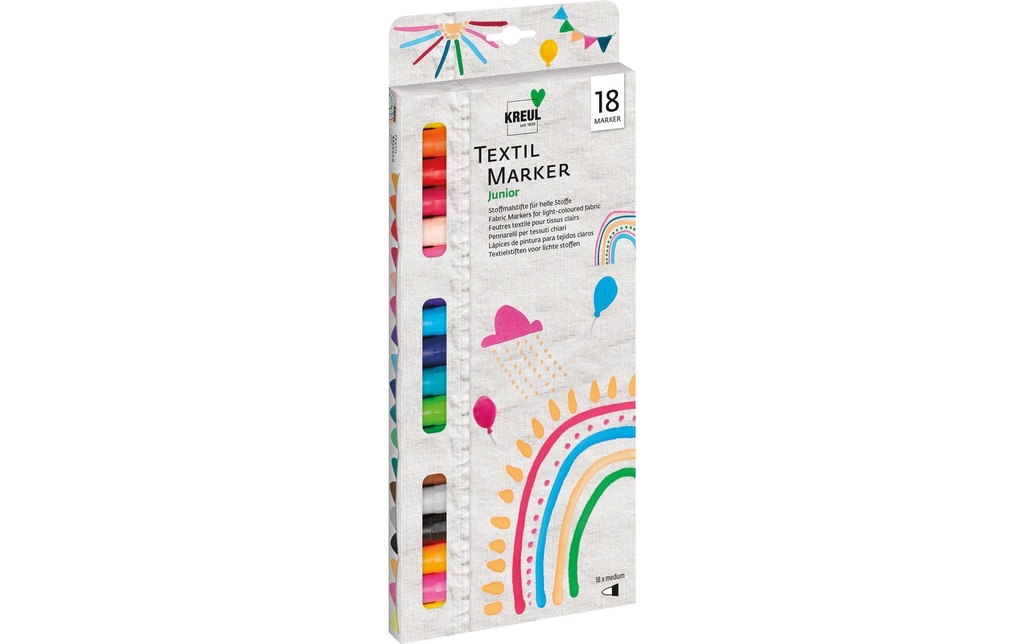 Kreul Marqueur pour textiles medium Junior Lot de 18