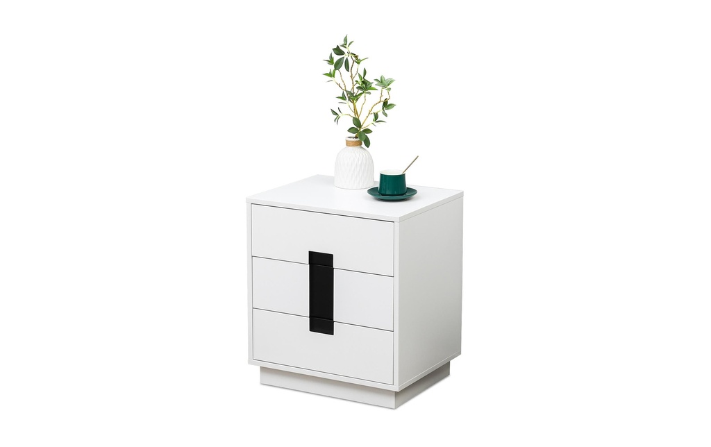 relaxdays Commode avec 3 tiroirs 56 x 50 x 40 cm Blanc/noir