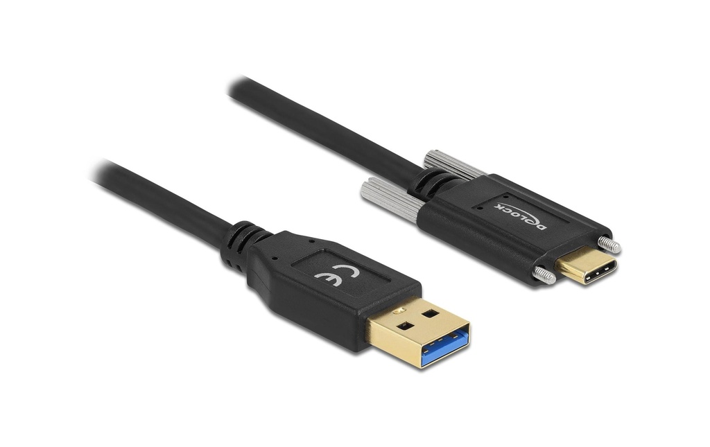 Delock Câble USB 3.1 Vis sur le côté USB-A - USB-C 1.5 m