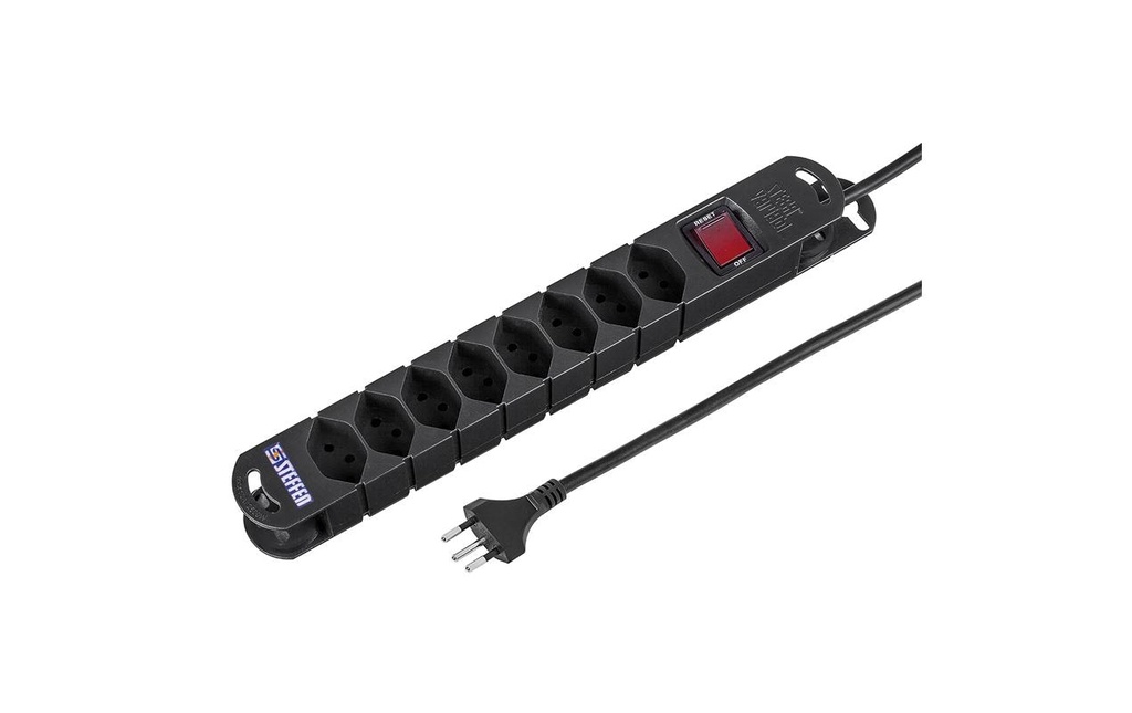 STEFFEN Bloc multiprises TIDE 8 x T13 3m Noir