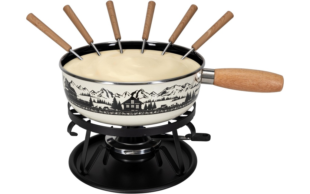 Nouvel Service à fondue au fromage Maiensäss 9 Pièce/s, Noir/Blanc